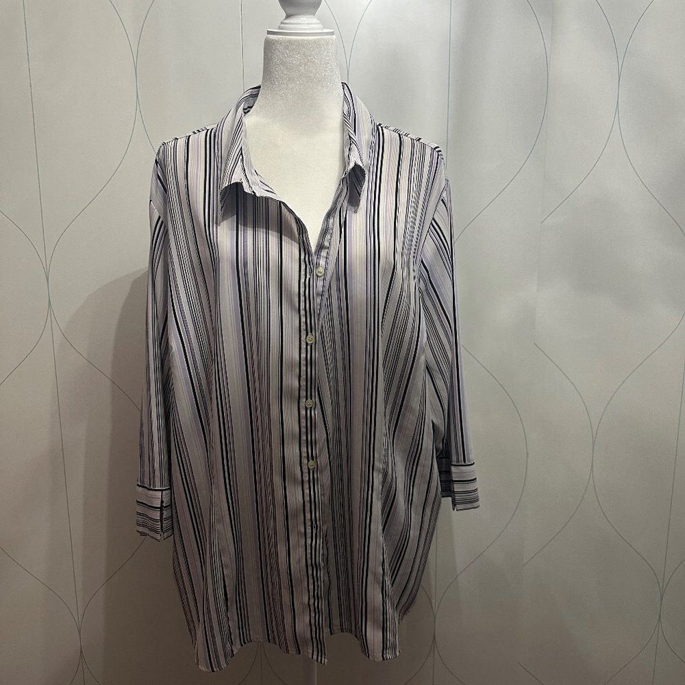 Apt 9 Women's Stretch Top 3X in Purple, Black, & White Strips